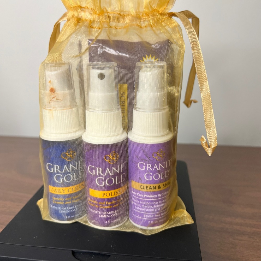 Granite Gold Stone Care Trio Kit Daily Cleaner Polish Clean & Shine 2oz Bottles